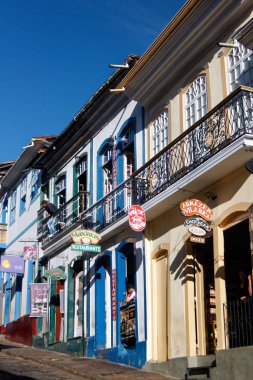 Ouro Preto, Minas Gerais, Brazil (2014). UNESCO World Heritage Site for Portuguese colonial baroque, which is in fact amazing! Street downtown with souvenir shops.