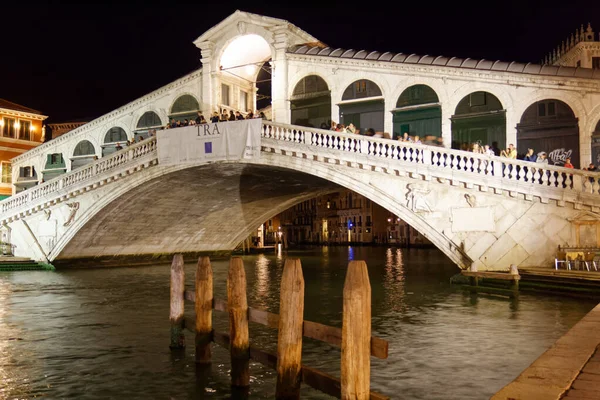 Venice Italy 2011 Night Views Venice Canale Grande Rialto Bridge — Stock Photo, Image