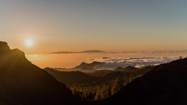 Bulutlar Gün Batımında Hareket Ediyor Arka Planda Palma Adası Var — Stok video