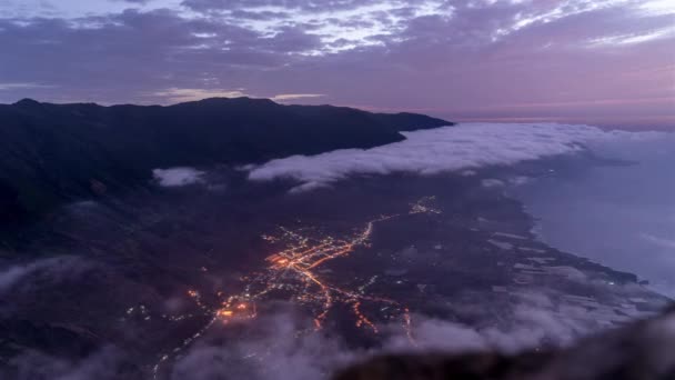 Noite Lapso Tempo Vale Luzes Aldeia — Vídeo de Stock