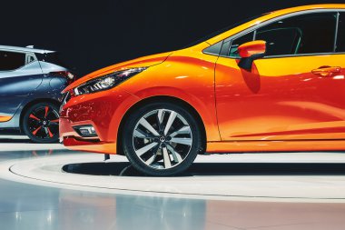Paris, Fransa - Eylül 29, Porte de Versailles Paris Motor Show üzerinde sunulan 2016: 2017 Nissan Micra