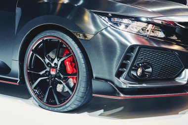 Paris, Fransa - Eylül 29, 2016:2016 Honda Civic türü R prototip Porte de Versailles Paris Motor Show üzerinde sunulan