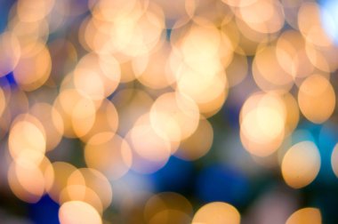 Noel ışıkları altın ve mavi bokeh 