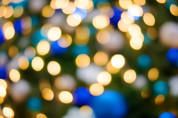 Lumières de Noël bokeh doré et bleu — Photo