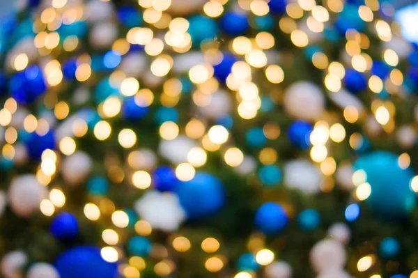 Noel ışıkları altın ve mavi bokeh 