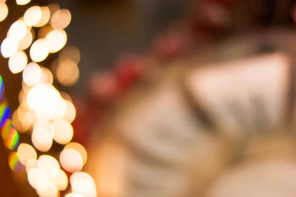 Luzes de Natal fundo dourado bokeh — Fotografia de Stock