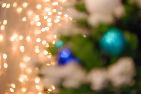 Lumières de Noël bokeh doré et bleu — Photo