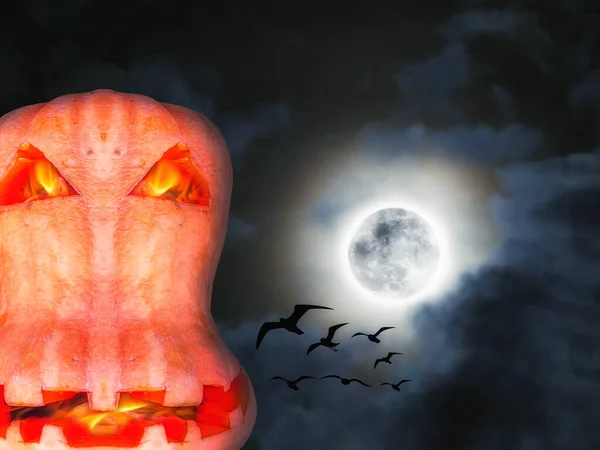 Telihold éjjel drámai felhők horror lángoló arcát h — Stock Fotó