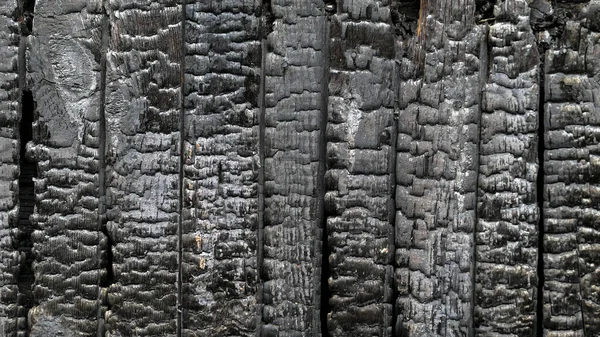 Schwarzes Muster eines abgebrannten Holzhauses — Stockfoto