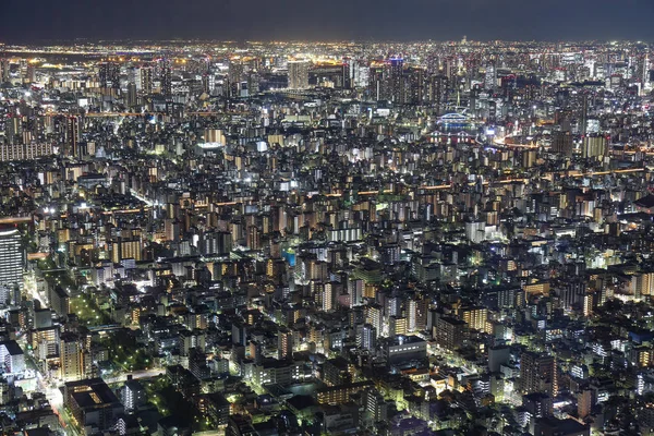 Brillante panorama aéreo de la noche iluminado Tokio — Foto de Stock