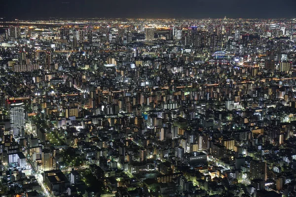 Brillante panorama aéreo de la noche iluminado Tokio — Foto de Stock