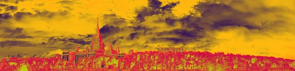 Широкий Кут Панорамний Вид Осіннього Сонячного Кампусу Відомого Російського Університету — стокове фото