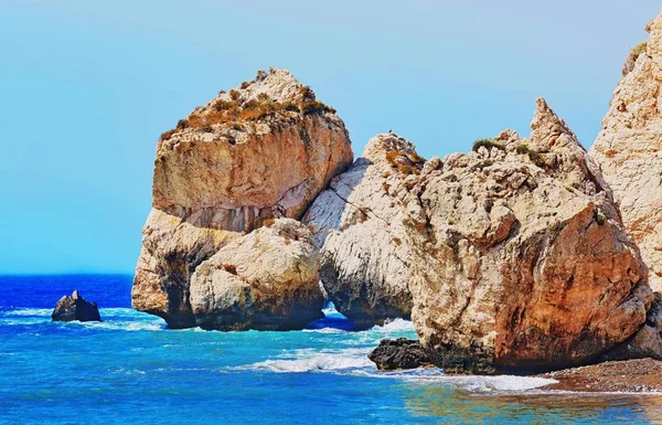 Famosa Bahía Mar Azul Esmeralda Cerca Del Lugar Nacimiento Afrodita — Foto de Stock