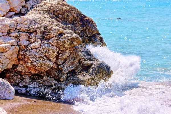 Famosa Bahía Mar Azul Esmeralda Cerca Del Lugar Nacimiento Afrodita — Foto de Stock