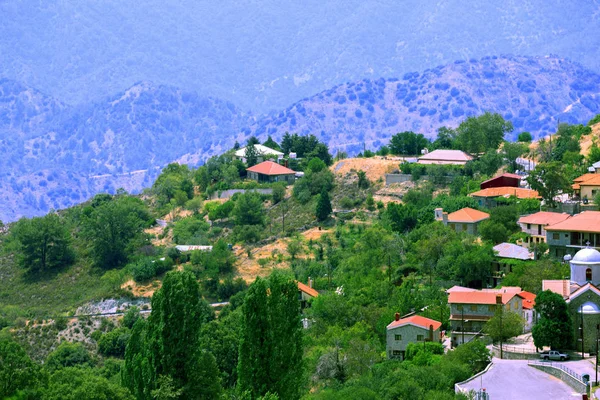 Mountain Slopes Red Roof Village Sunny Cyprus — Stock Photo, Image