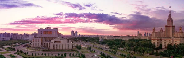 Wide Angle Panoramic View Sunset Campus Famous Russian University Dramatic — Stock Photo, Image