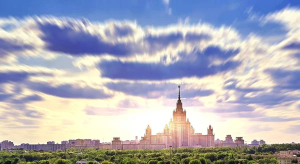 Sunny Campus Famous Russian University Nice Sun Beams Cloudy Sky — Stock Photo, Image