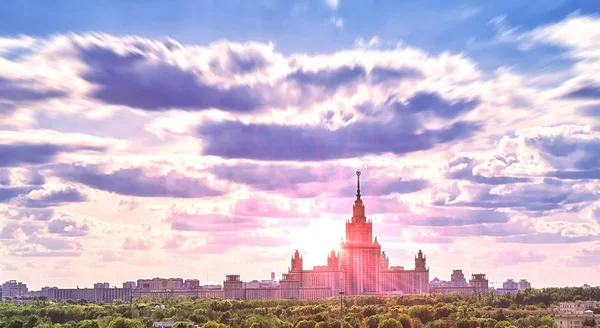 Sunny Campus Famous Russian University Nice Sun Beams Cloudy Sky — Stock Photo, Image