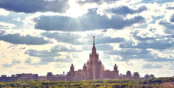 Sunny Campus Famous Russian University Nice Sun Beams Cloudy Sky — Stock Photo, Image