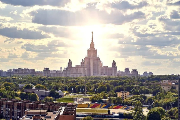 Sunny Campus Famous Russian University Nice Sun Beams Cloudy Sky — Stock Photo, Image