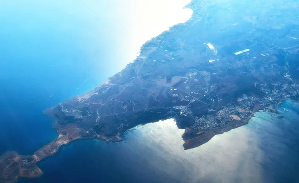 Vista Aérea Isla Chipre Rodeada Mar Azul Con Olas Yates — Foto de Stock
