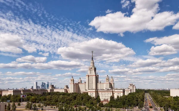 Wide Angle Panoramic View Moscow University Campus Dramatic Sky Summer — Stock Photo, Image