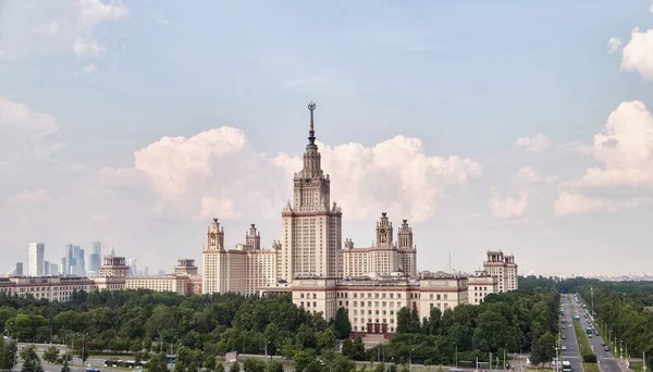 Vue Panoramique Grand Angle Campus Universitaire Moscou Sous Ciel Spectaculaire — Photo