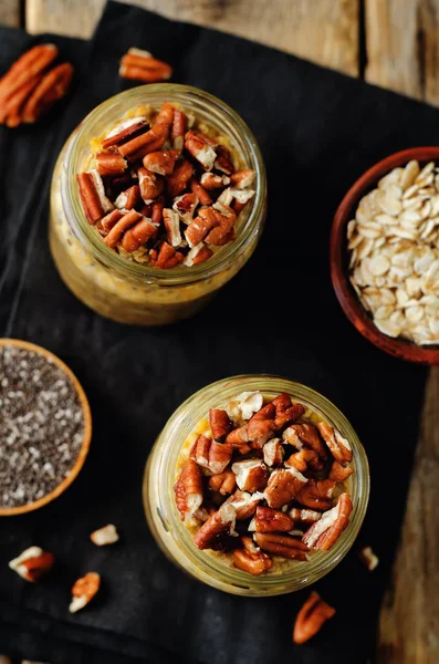 Pumpkin Chia seeds overnight oats with pecans