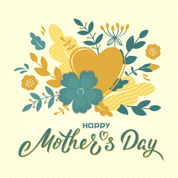 Happy Mother S Day Card Design With Hand Lettering Text And Flowers Branches Heart Mothers Day Sign For Postcard Invitation Poster Banner Email Web Pages Greeting Card Vector Season Greeting Stock Images