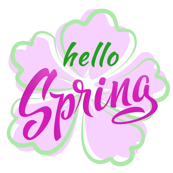 Привіт Весняна Рука Накреслила Логотип Квіткою Весняне Написання Квіткового Веб — стоковий вектор