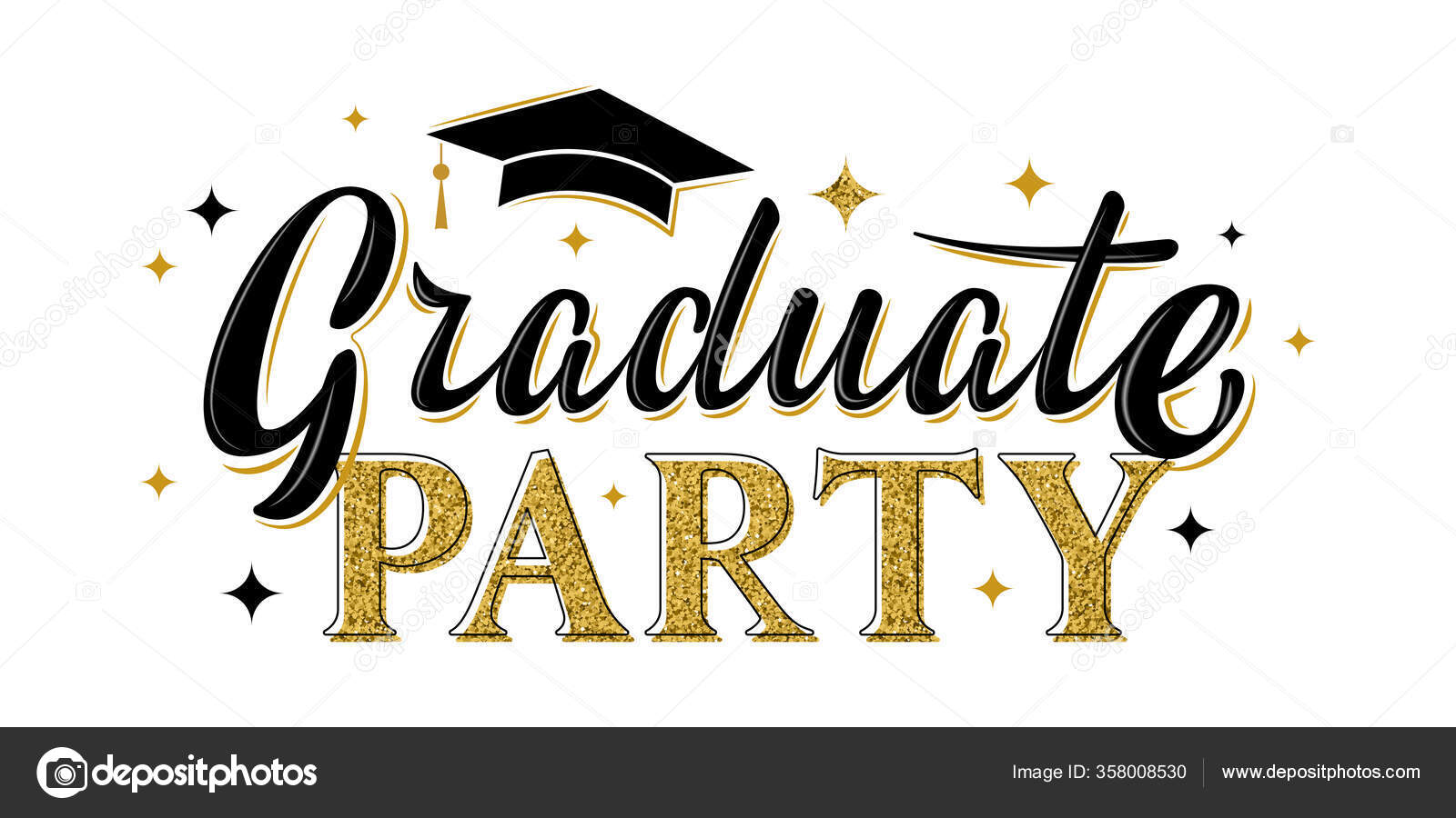 Graduate Party Greeting Sign Graduation Label Vector Design Graduation