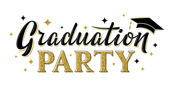 Graduation Party Greeting Sign Graduate Label Vector Design Graduation Design — Stock Vector