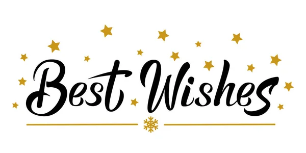 Best Wishes Black Hand Lettering Template Celebration Text Golden Stars — Stock Vector