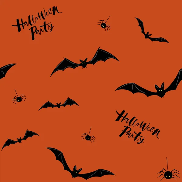 Halloween Vector Background Halloween Party Hand Sketched Vector Lettering Bats — Stock Vector