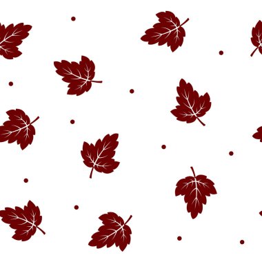 Kestane rengi sonbahar yaprakları ve noktaları olan vektör arkaplan. Kusursuz vektör kalıbı. Moda, iç mekan, ambalaj, uygun ambalaj. EPS 10