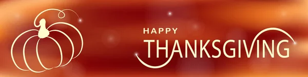 Gelukkige Thanksgiving Hand Belettering Met Pompoen Kastanjebruine Achtergrond Met Verlichting — Stockvector