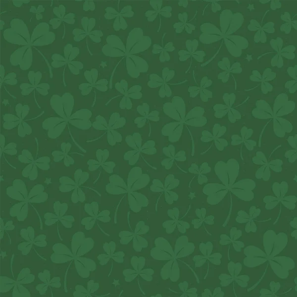 Saint Patrick Day Seamless Background Dark Green Cloverleafs Stars Shamrock — Stock Vector