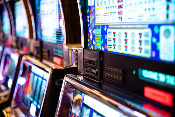 Photo of machines in the casino. Slot machine in the casino. 