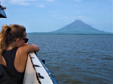 nicaragua - boat to ometepe island volcano clipart