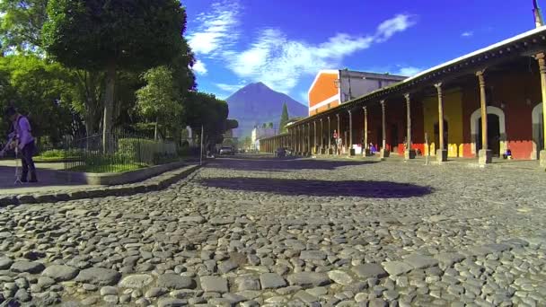 Antigua Sacatepquez Guatemala Lutego 2020 Zdjęcia Antigui Gwatemali Wczesnym Rankiem — Wideo stockowe