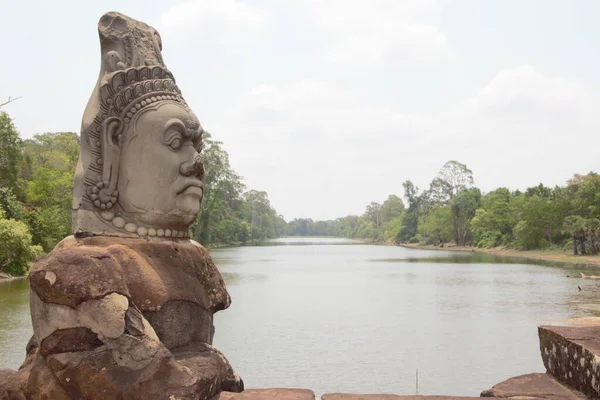 Kambodja Siemskörd Angkor Wat Södra Grinden Angkor Thom Bajondevas Eller — Stockfoto