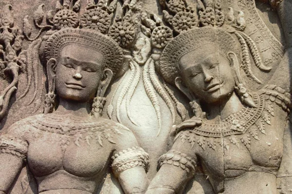 Apsara Tancerka Dziewczyna Taniec Rzeźbienie Kamieniu Angkor Wat Świątyni Kambodża — Zdjęcie stockowe