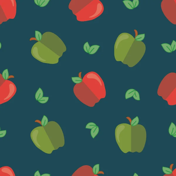 Vector Red Green Apple Repeating Pattern — Stock Vector