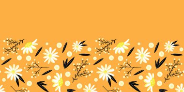 Vektör Daisy Yatay Sınır Kusursuz Tekrarlayan Desen. Duvar kağıdı, kumaş ve yapıştırma kitabı için mükemmel.