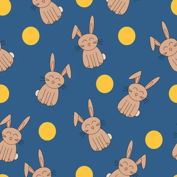 Vektör tavşan ve polkadot tekrarlayan desen. Kumaş, albüm ve duvar kağıdı için mükemmel.
