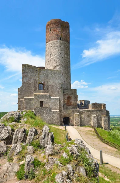 Ruinas Del Castillo Real Medieval Checiny Swietokrzyskie Voivodeship Polonia —  Fotos de Stock