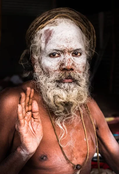 Monje Indio Naga Sadhu Baba Holy Ardh Kumbh Mela Allahabad — Foto de Stock