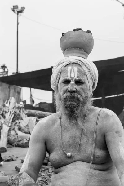 Prayagraj Uttar Pradesh Inde Vers Février 2019 Naga Sadhu Indien — Photo