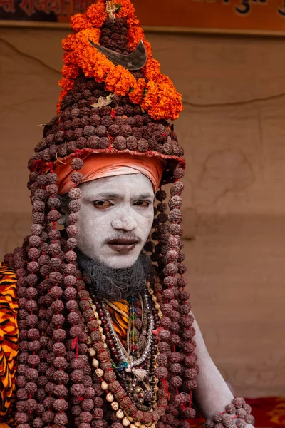Prayagraj Uttar Pradesh Indie Około Lutego 2019 Indyjskie Naga Sadhu — Zdjęcie stockowe