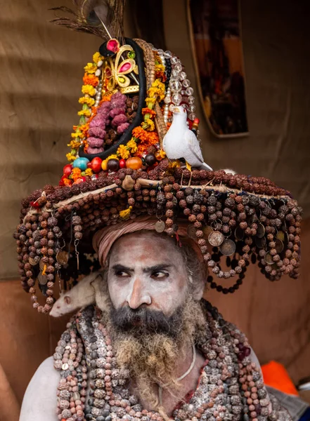 プラヤグラジ ウッタル プラデーシュ州 インド Circa 2019年2月 インドのナガ サドゥは ヒンズー教の最大の祭りでヒンドゥの儀式の準備をしています クンブメラ — ストック写真